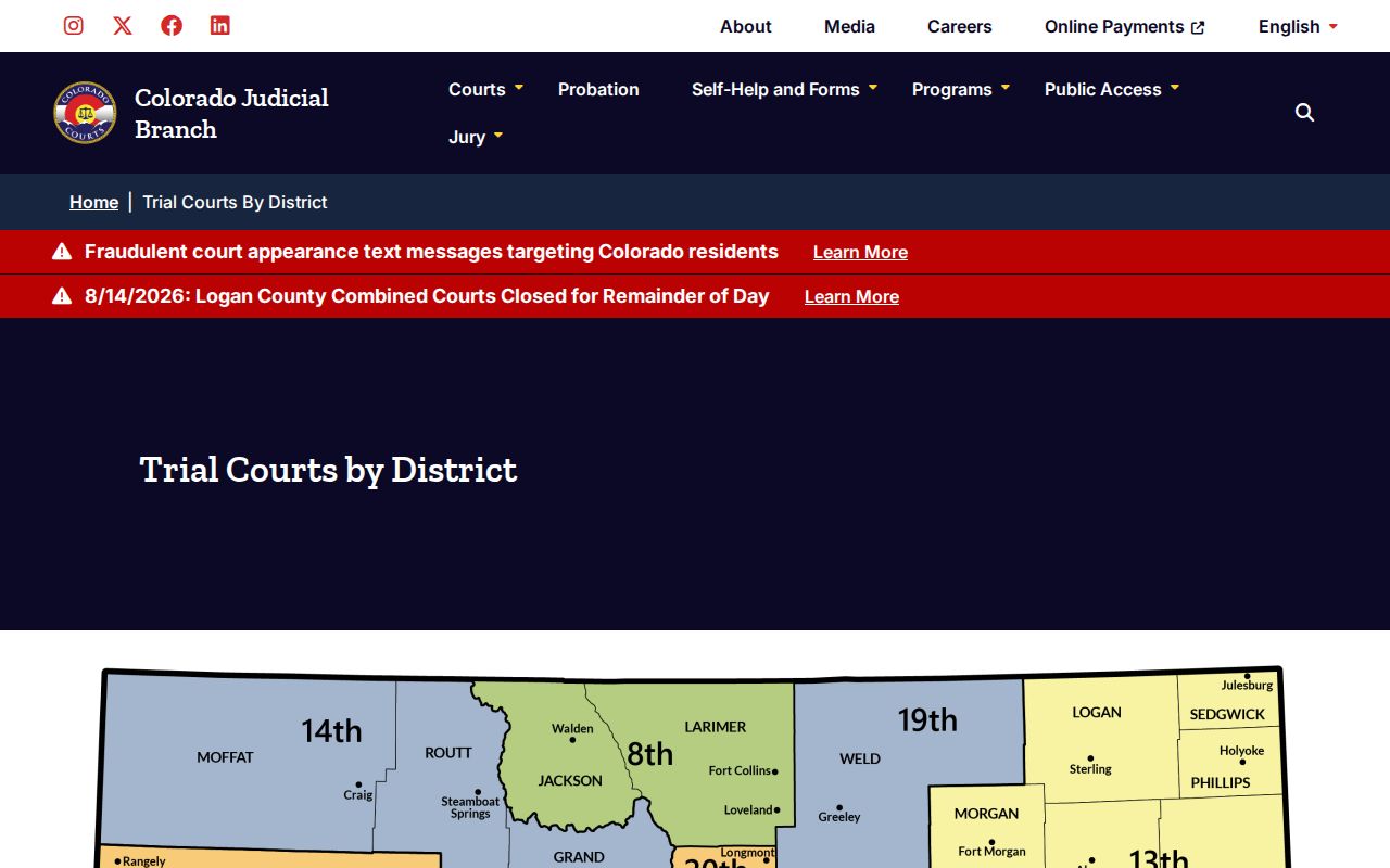 Cheyenne County court docket Colorado judicial district directory