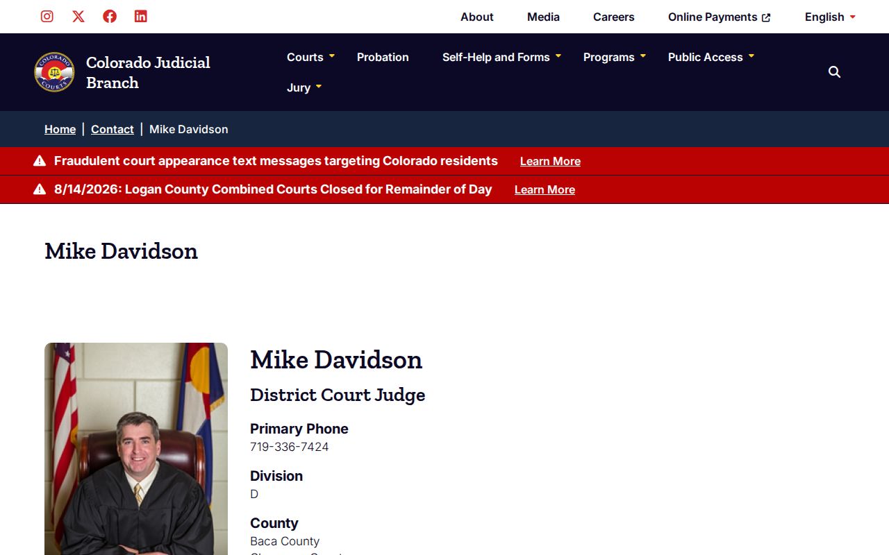 Cheyenne County court docket district judge profile
