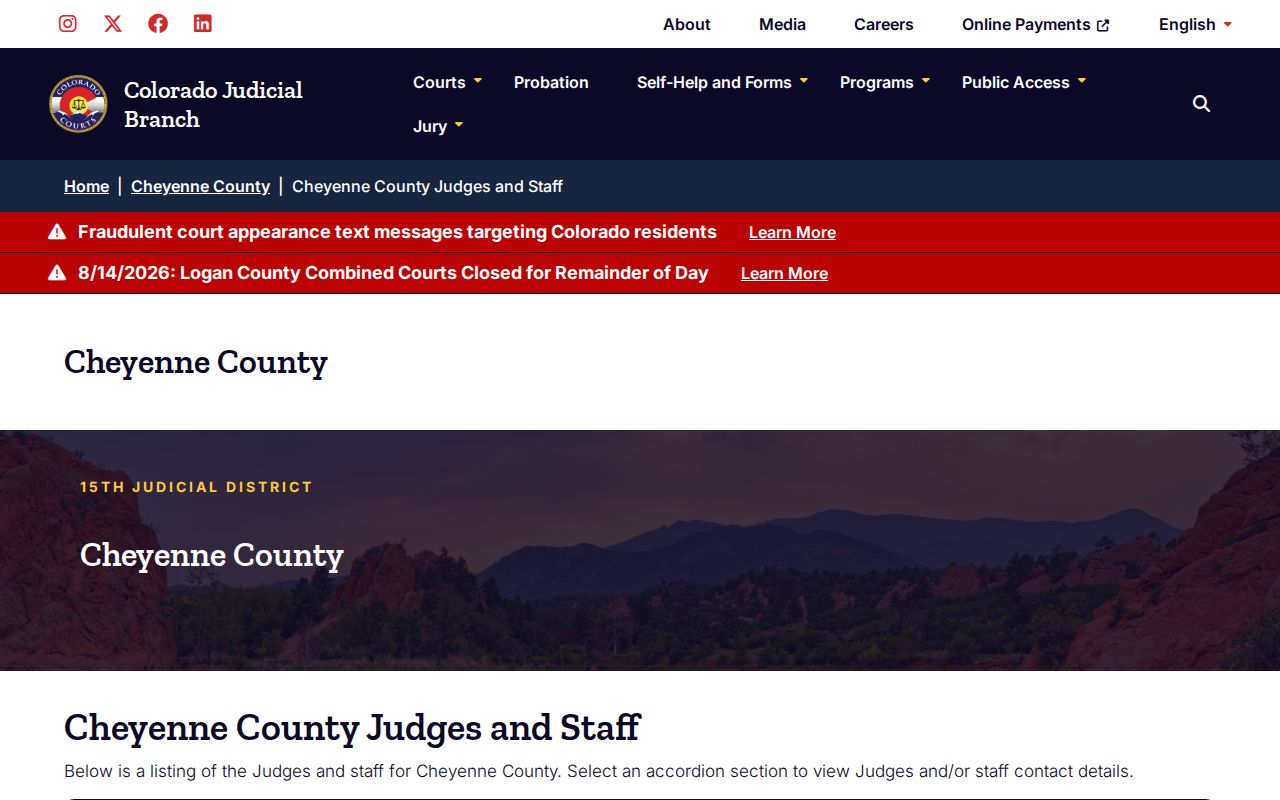 Cheyenne County court docket judges and clerk directory