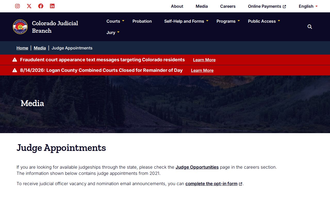 Cheyenne County court docket judicial appointment index