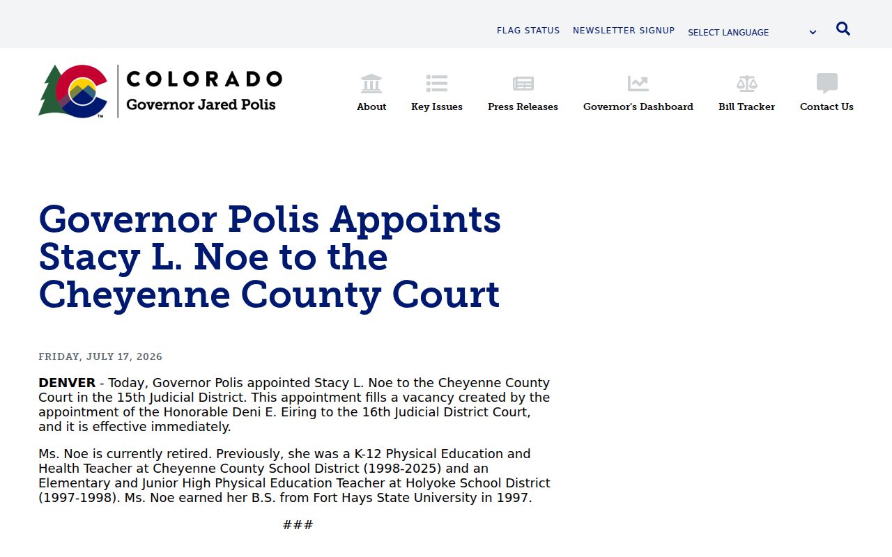 Cheyenne County court docket county judge appointment