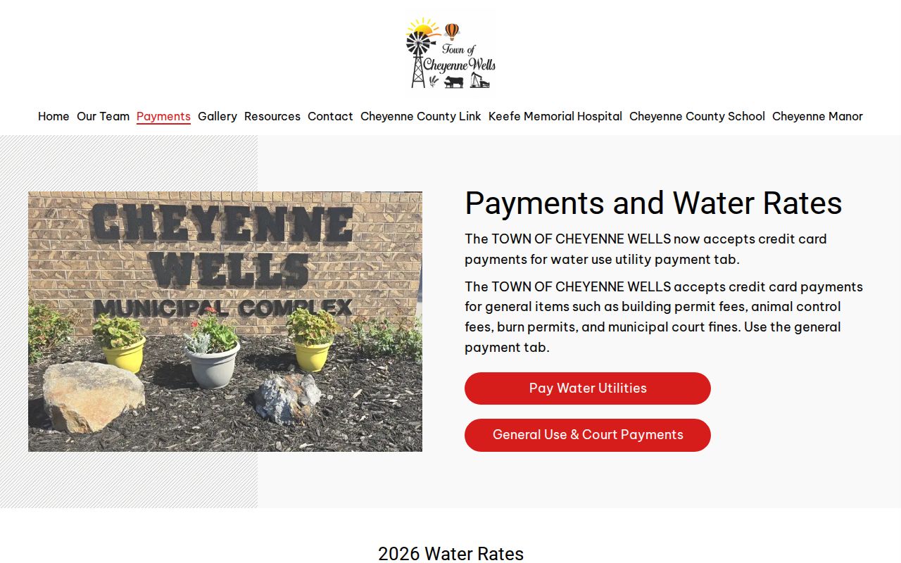 Cheyenne Wells municipal court payment records page