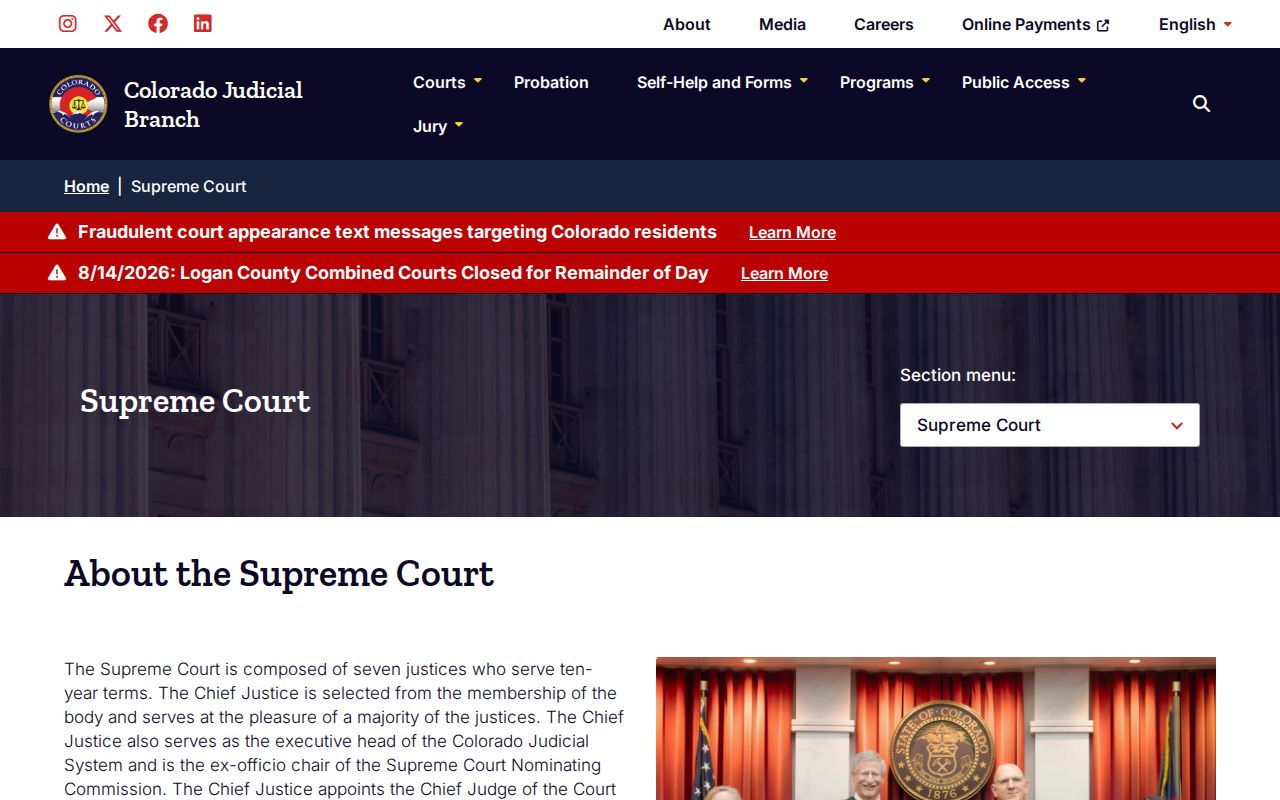 Cheyenne County civil court dockets and Colorado Supreme Court page