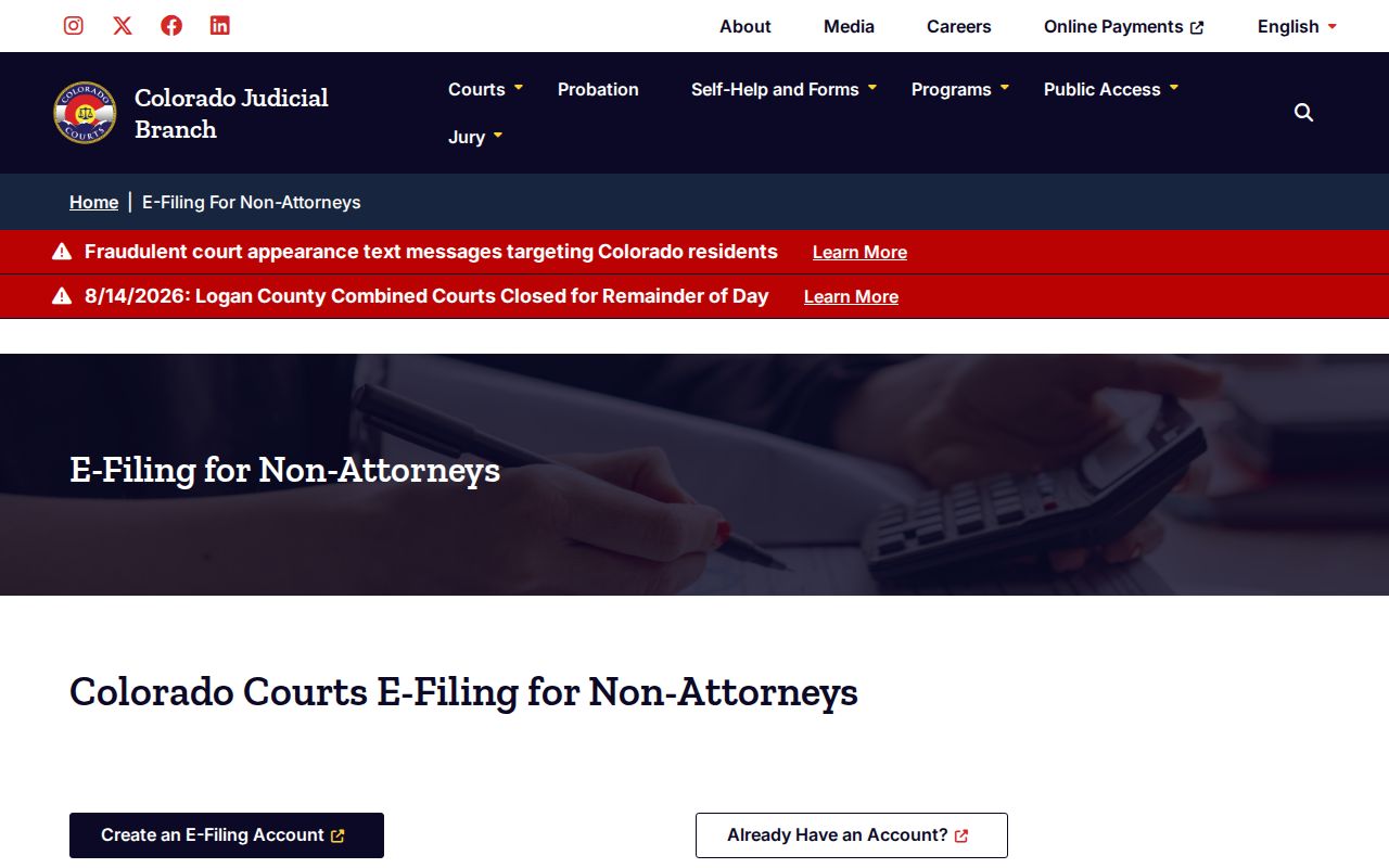 Cheyenne County civil court dockets non-attorney e-filing information