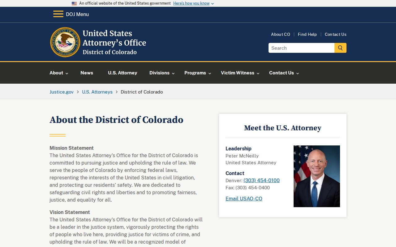 Cheyenne County criminal court dockets and federal prosecutor page