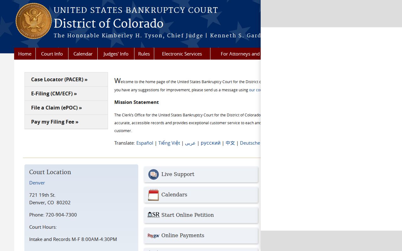 Kit Carson bankruptcy court records in the District of Colorado