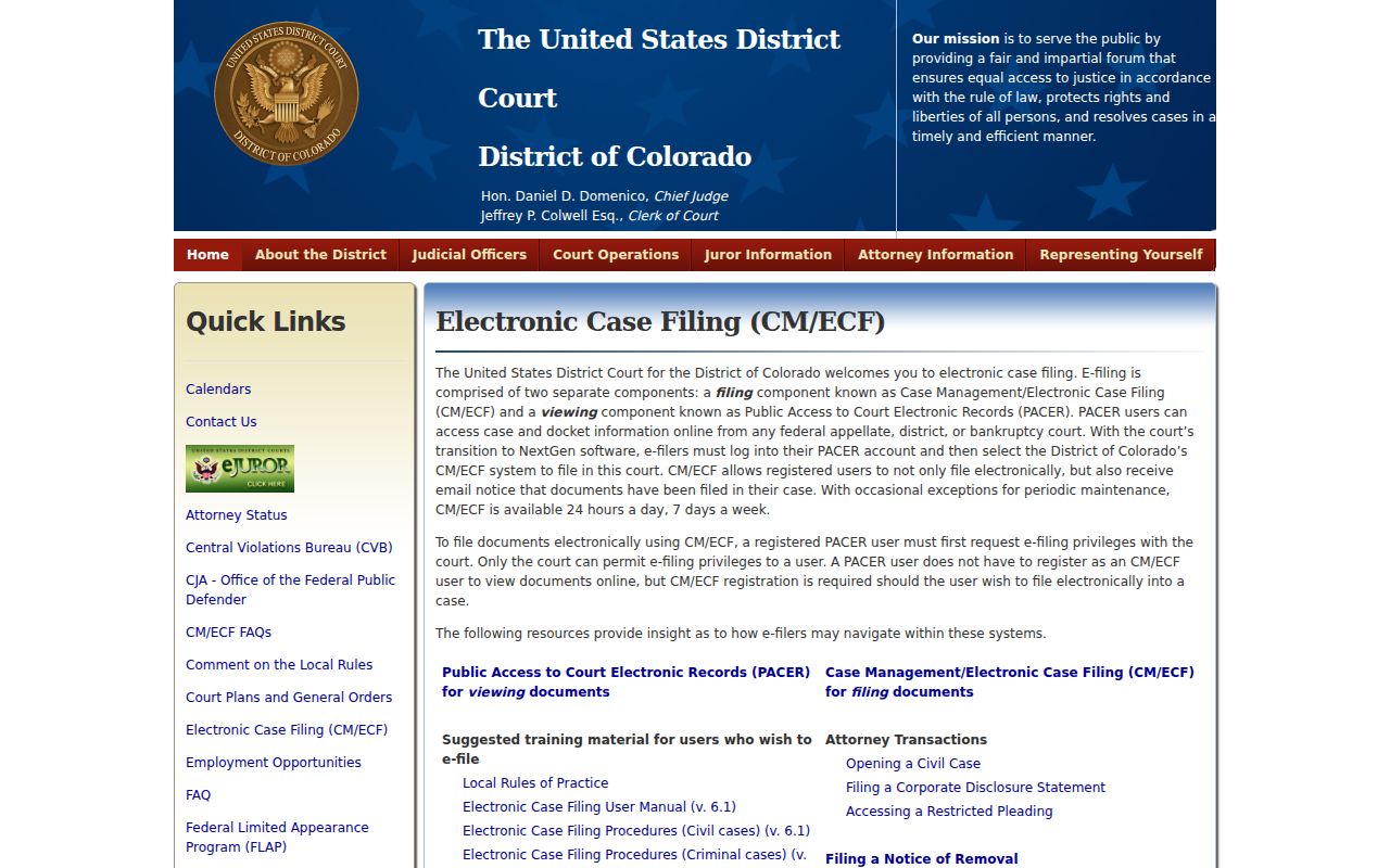 Kit Carson federal court records and District of Colorado CM ECF